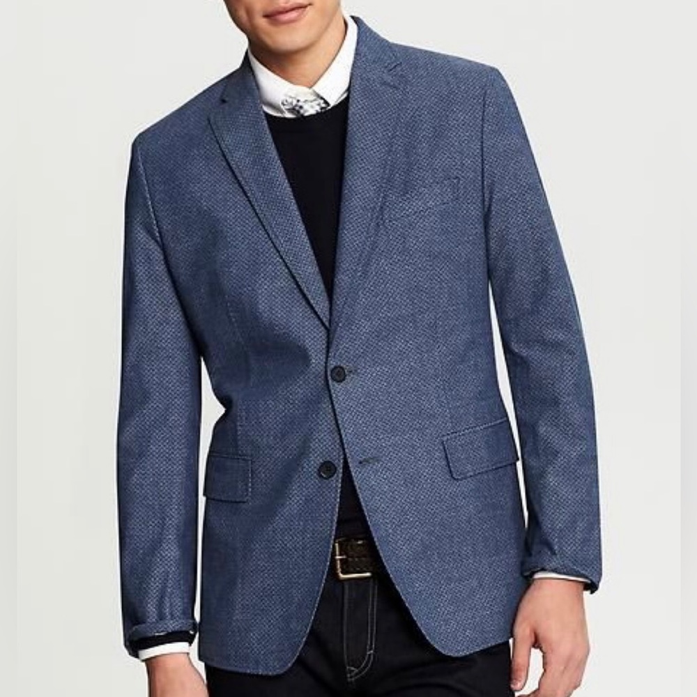 Used Banana Republic Printed Chambray Tailored Fit Blazer